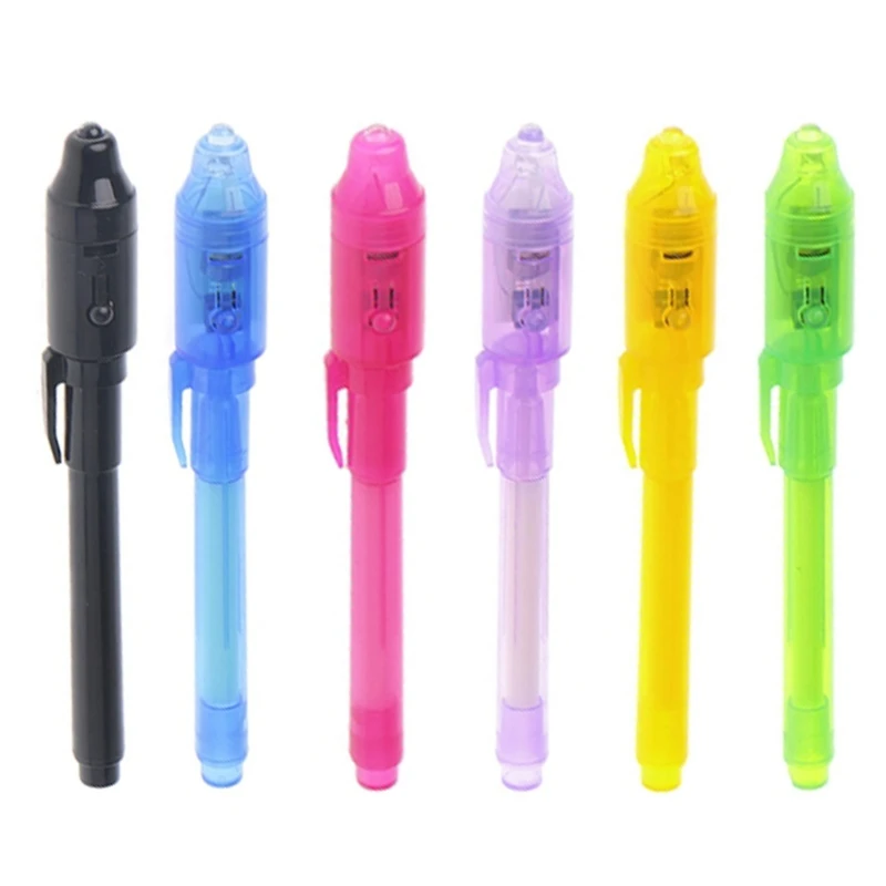 

6Pcs/Set Invisible Ink Pen Built in UV Light For Pen Safety To Use