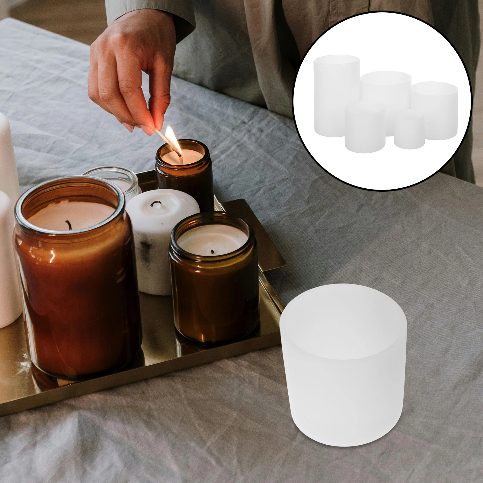 

5pcs Round Silicone Molds 5 Sizes Cylinder Resin Mold For Diy Crafts, Reusable Easy Release Silicone Molds For Candles,