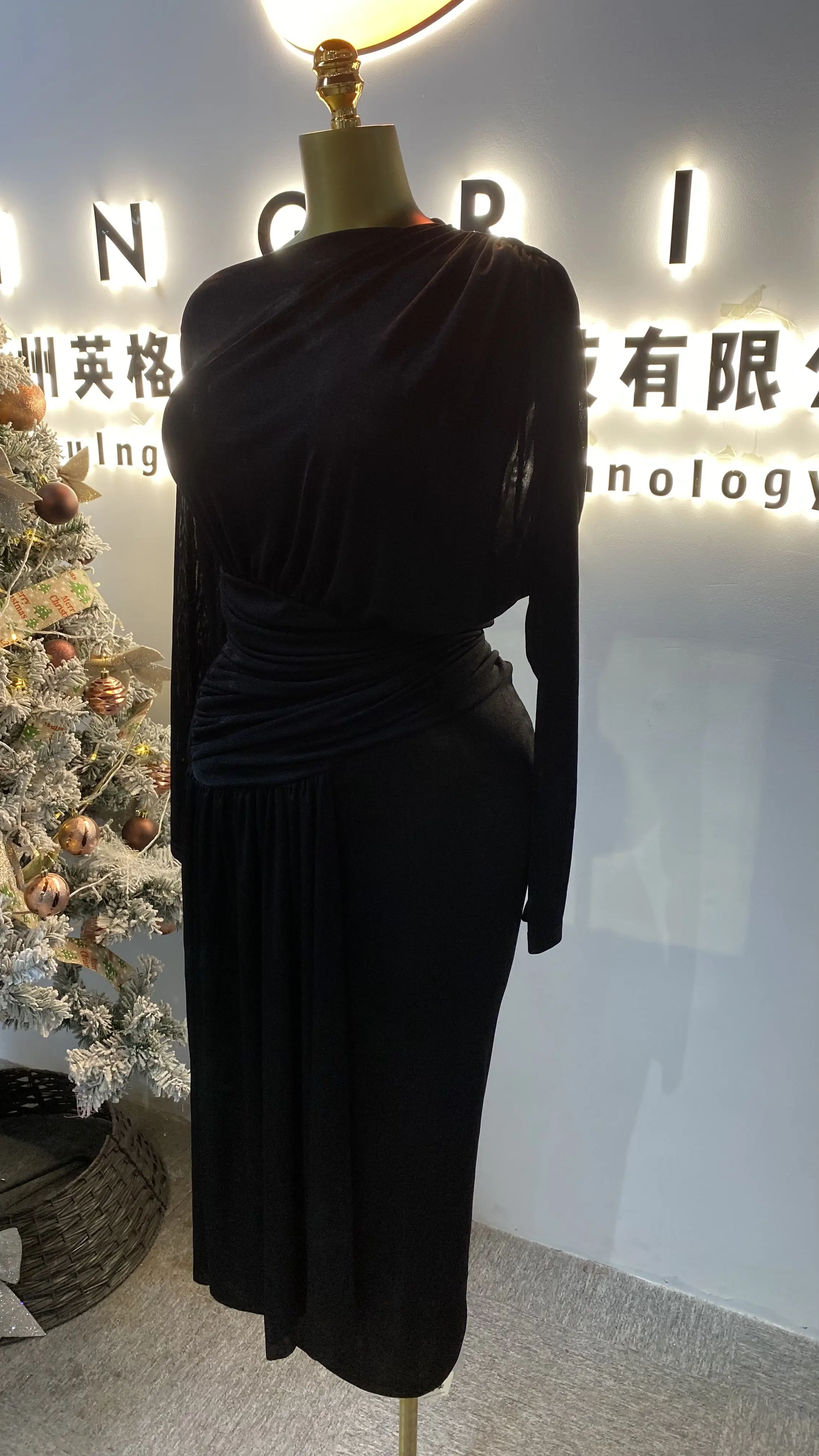 جديد بلون مطوي متماسكة تمتد سليم صالح ثوب الكرة الطويلة، فستان أنيق وعالي الجودة-GZXX102