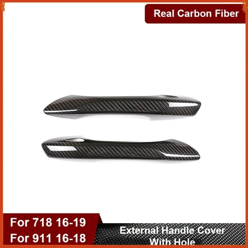 

For Porsche 718 911 Real Dry Carbon Fiber 2016-2020 Exterior Decoration Door Handle Cover Perforated Modification Accessories