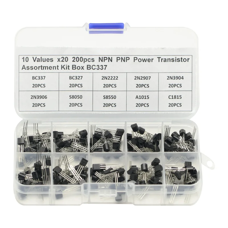 10 значений, 200 шт., BC337, BC327, 2N2222, 2N2907, 2N3904, 2N3906, S8050, S8550, A1015, C1815, лампа для arduino