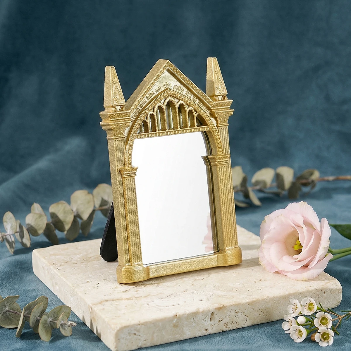 1PC, Resin Mirror Frame, Gilded Mirror Frame, European Gothic Arch Tabletop Standing Makeup Mirror