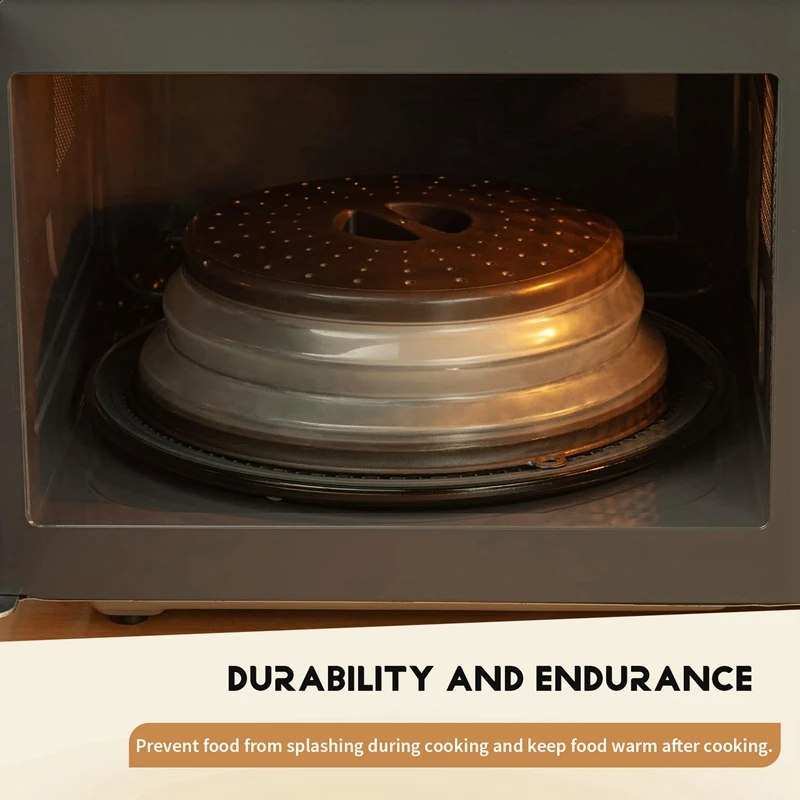 2 Pack Collapsible Microwave Splatter Cover, Microwave Cover With Easy Grip Handle, Strainers Basket, Dishwasher-Safe