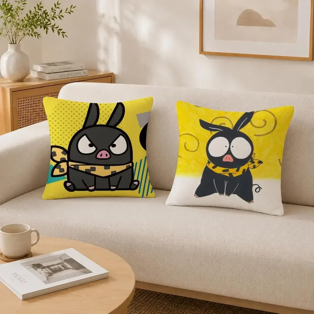 Anime Character P chan Cushion Cover Soft Fluffy Short Plush  Pillow Casefor Sofa Bedroom Home Decor