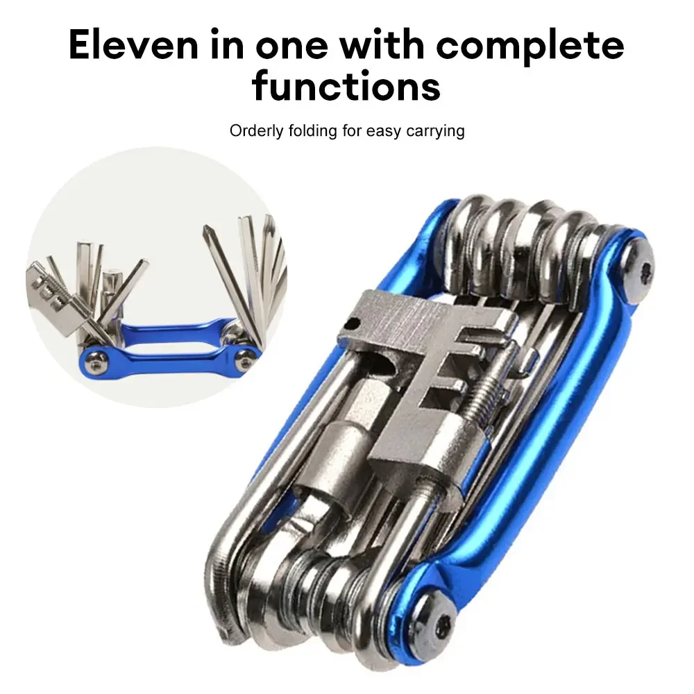 11-in-1 Bicycle Aluminum Alloy Combination Tool Mountain Bike Portable Allen Wrench Repair Tool with Chain Cutter Set