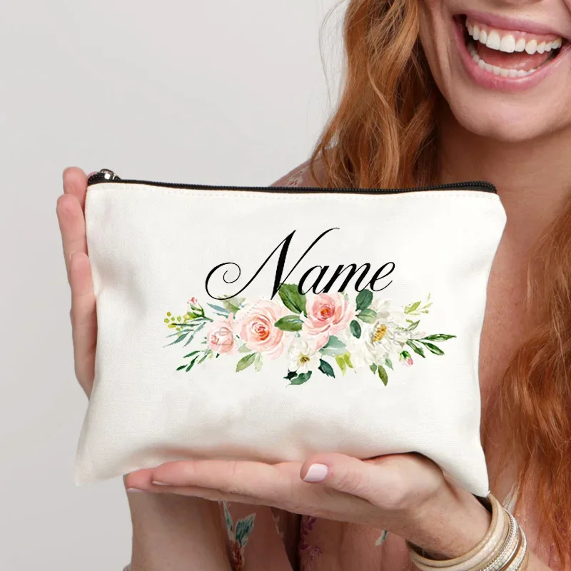 Custom Pouch Bags Floral Pattren Designer Bag Bridesmaid Maid of Honor Make Up Storage Case Bride Toilet Clutch Wedding Gifts