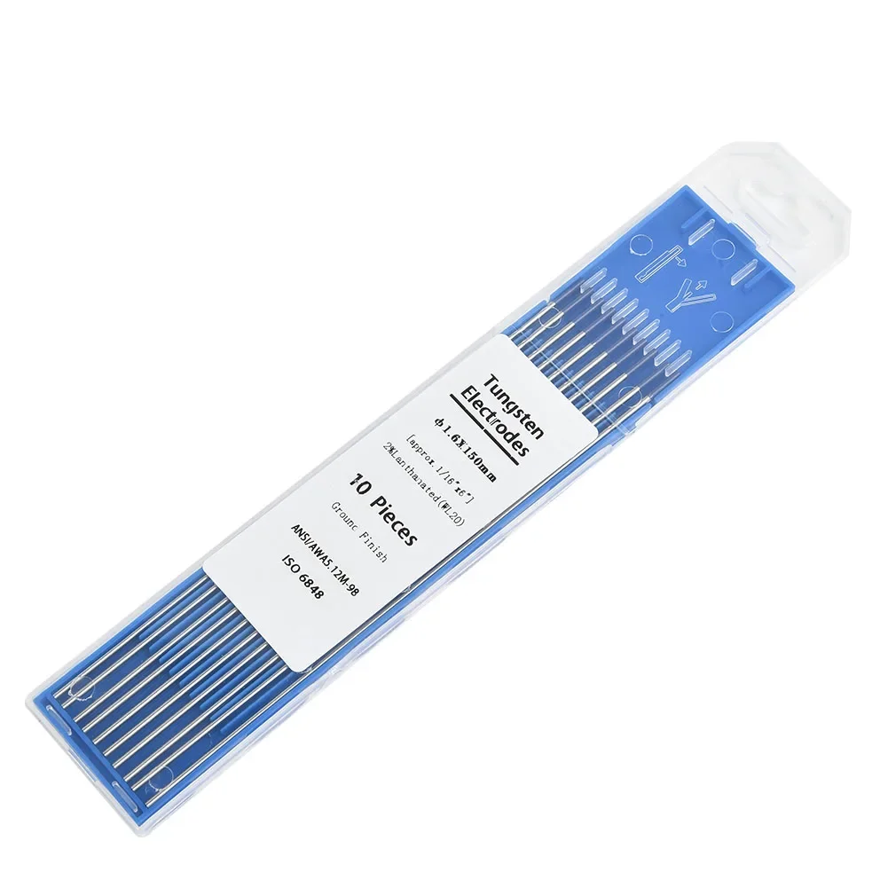 Boutique High Quality Practical Tungsten Electrodes Lanthanum TIG Tungsten Electrode WL20 Welding 10 Pcs 2% Blue