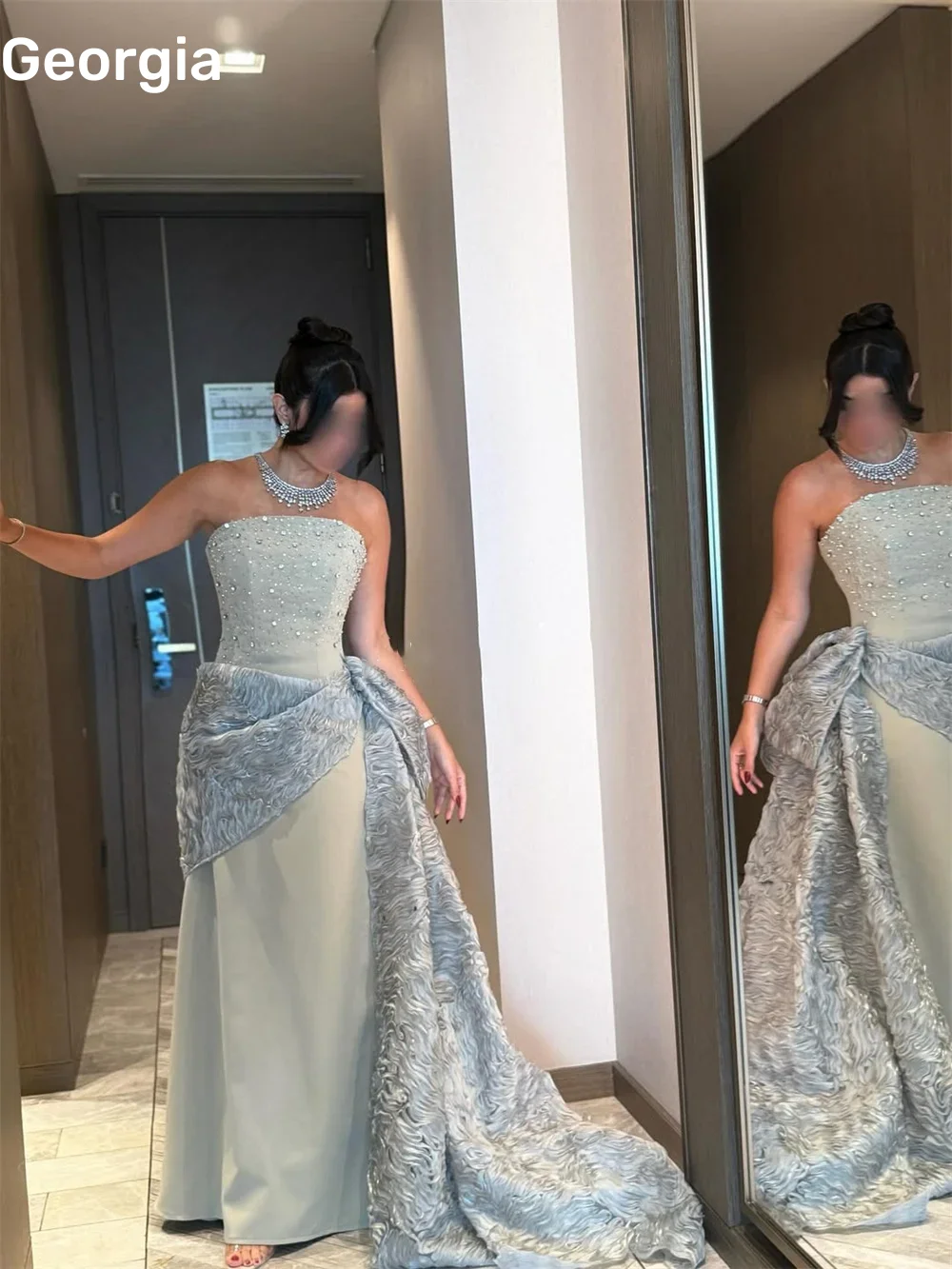 فساتين سهرة Customize A-Line Strapless Ruffle Elegant Party Dresses For Women Floor-Length Beaded Zipper Sleeveless Formal Occas