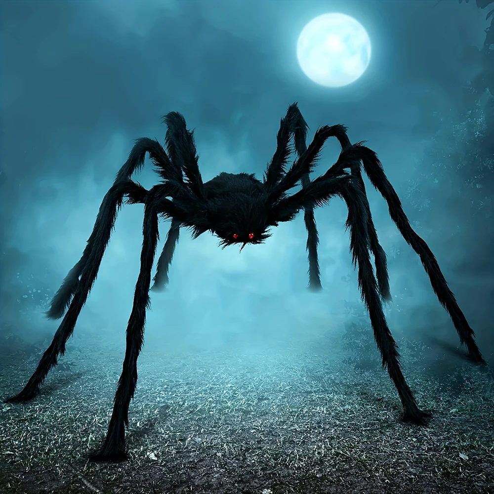 200cm Giant Halloween Spider Decoration,Large Outdoor Plush Spider Decorations,Scary Huge Fake Spider Props Like Professional