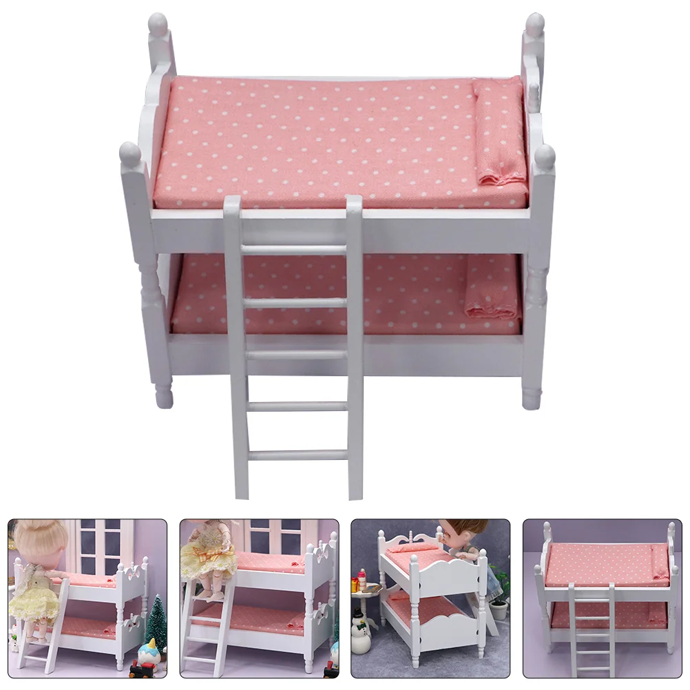 Bunk Bed Miniature Toys Ornament House Decor Decoration Furniture Model Accessories