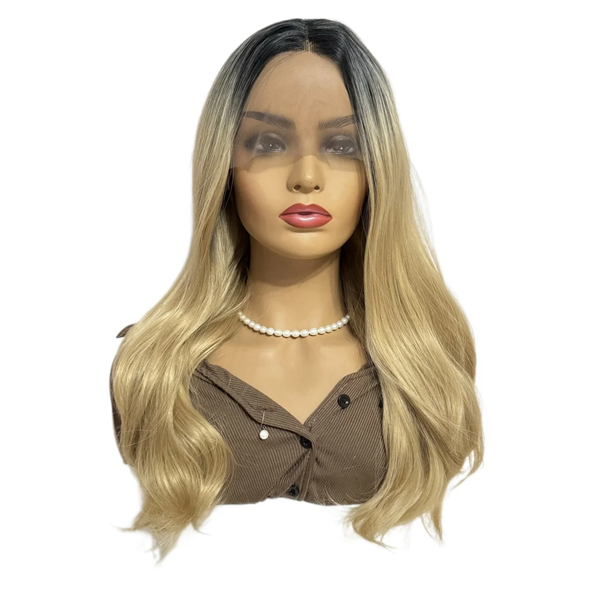 

Lace Wig Black Blonde Long Curly Hair Wig Head Covering for Women Long Wig with Deep Synthetic Wig for Cosplay