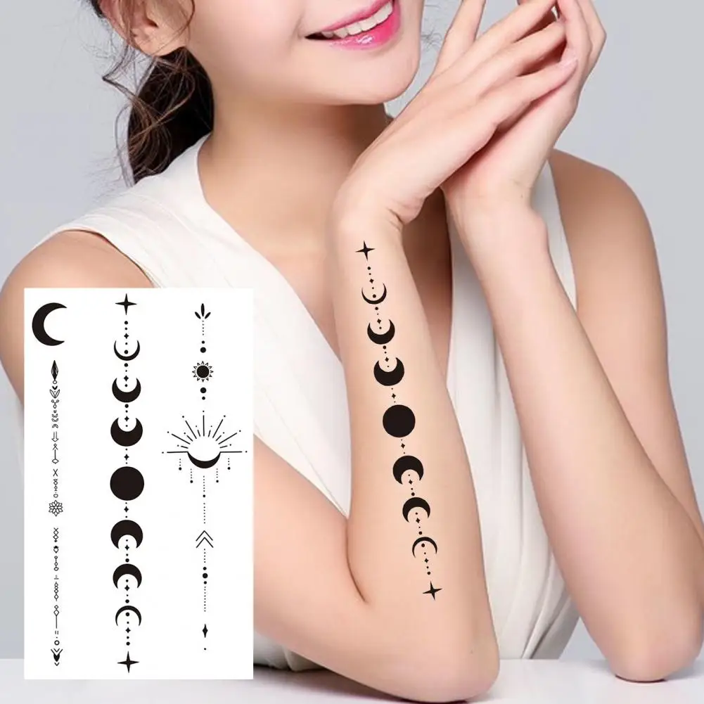 

Adhesive Tattoo Waterproof Moon Pattern Temporary Tattoo with Plant-based Adhesive Long-lasting Body Art Easy Application Fake