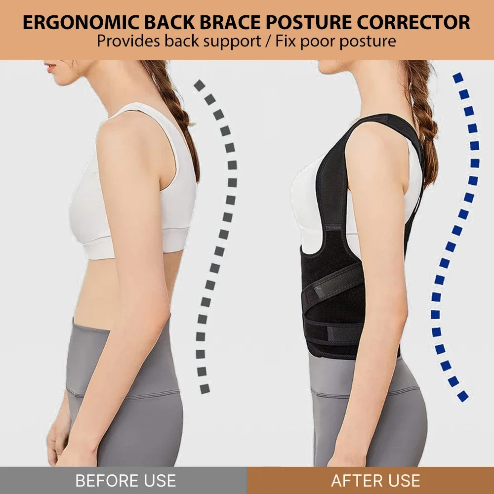 Posture Corrector for Women and Men - Adjustable Back Brace & Straightener for Scoliosis, Hunchback Spine Corrector Back Support