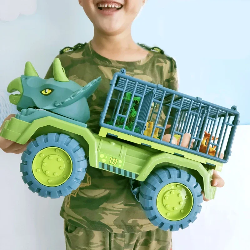 Dinosaurs Car Toy Transport Carrier Vehicle Indominus Rex Jurassic World Park Truck Model Game for Children Birthday Kids Gifts