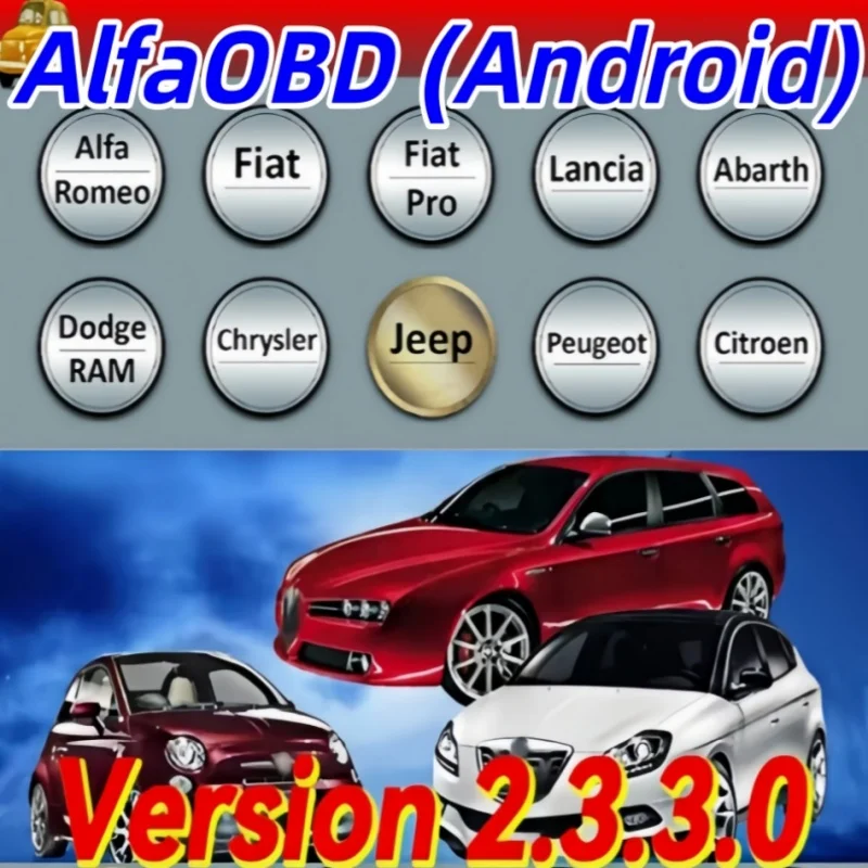 New AlfaOBD 2.3.3.0 (for Android) Full Licensed diagnostic Alfa Fiat Lancia Abarth Dodge RAM Chrysler Jeep Peugeot Citroën