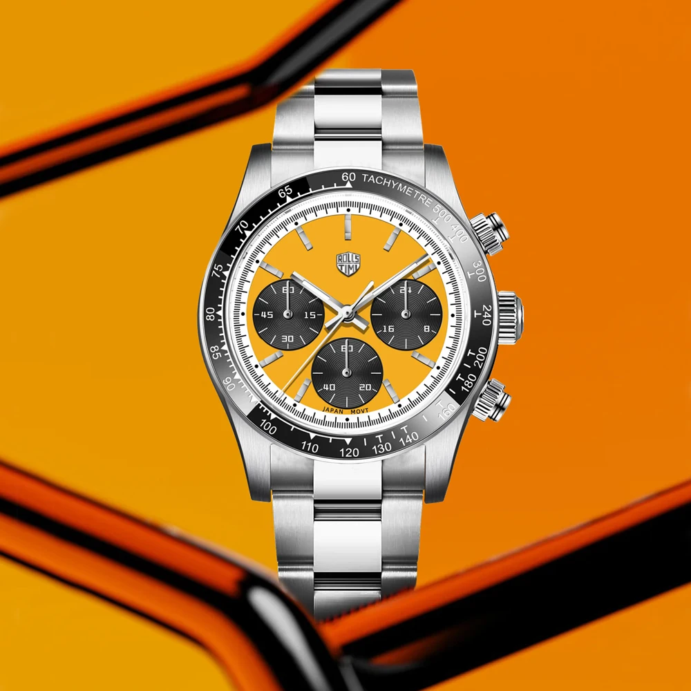 

2025 New RollsTimi Mens Watches Top Brand Luxury Quartz Watch For Men VK63 Chronograph Wristwatches AR Sapphire Waterproof Clock