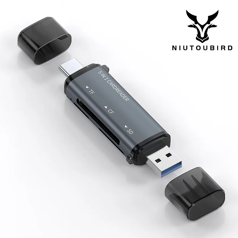 1 PC Multi-function card reader, suitable for mobile phones, computers and tablets, supporting CF/SD/TF cards, plug and play.