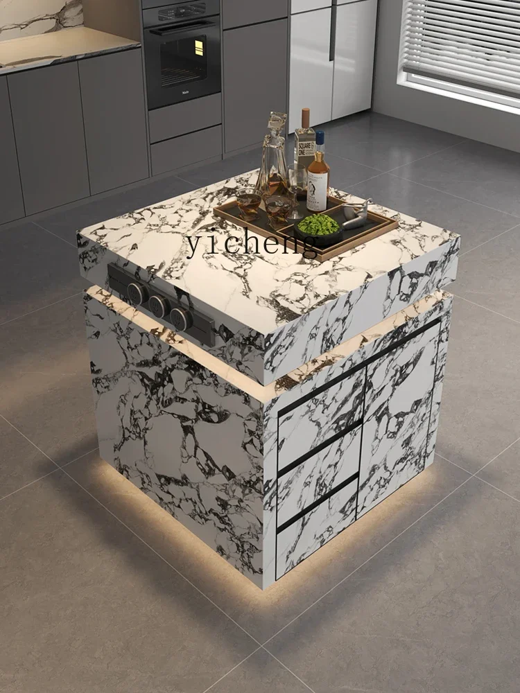 Zf island cabinet kitchen super rock slab guide table with sink multi-functional dining table toppling cabinet