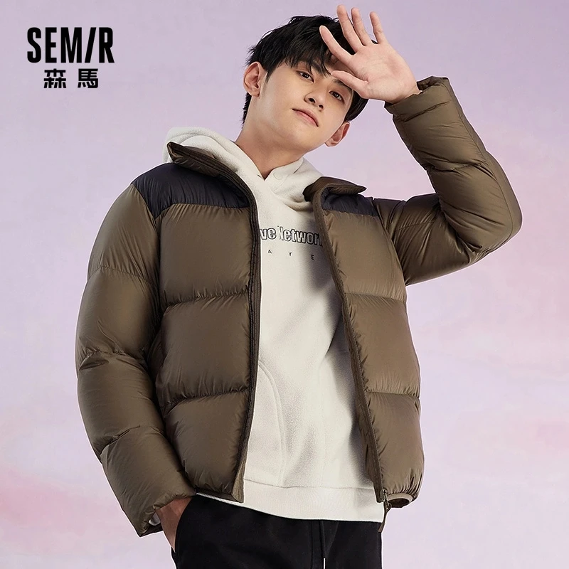 SEMIR-Chaqueta de plumón para hombre, abrigo informal a la moda, cortavientos con capucha, pato blanco, ropa impermeable, Invierno