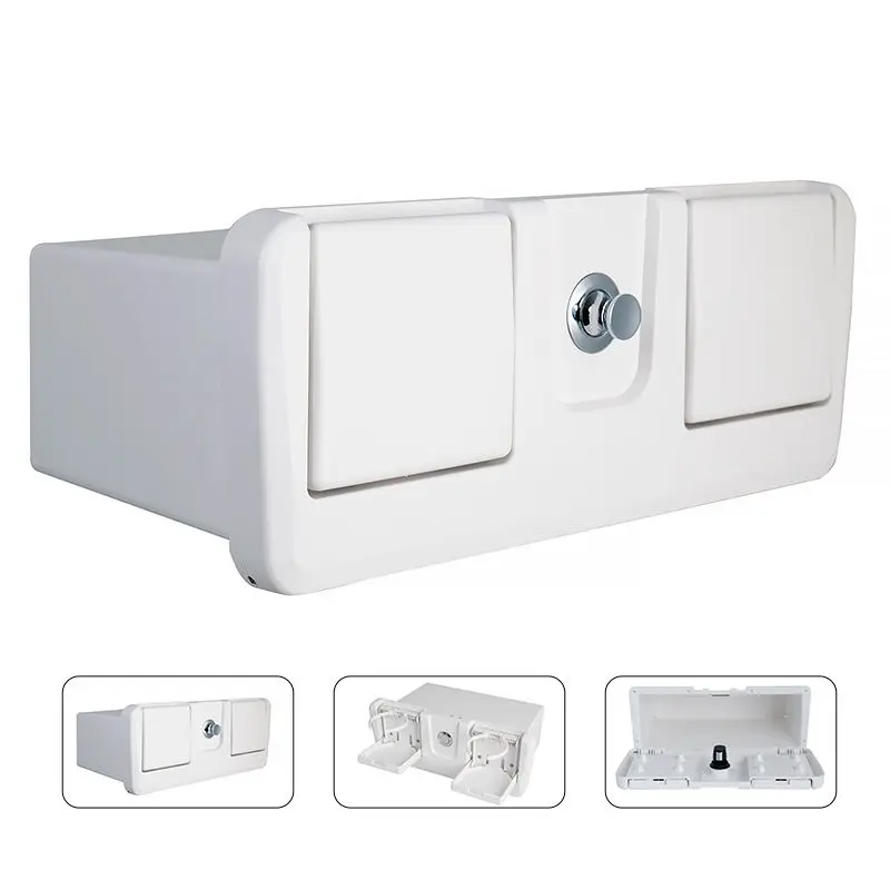 Picture 3: Marine Console Glove Box With Dual Cup Holders Lockable Boat Storage Compartment ABS