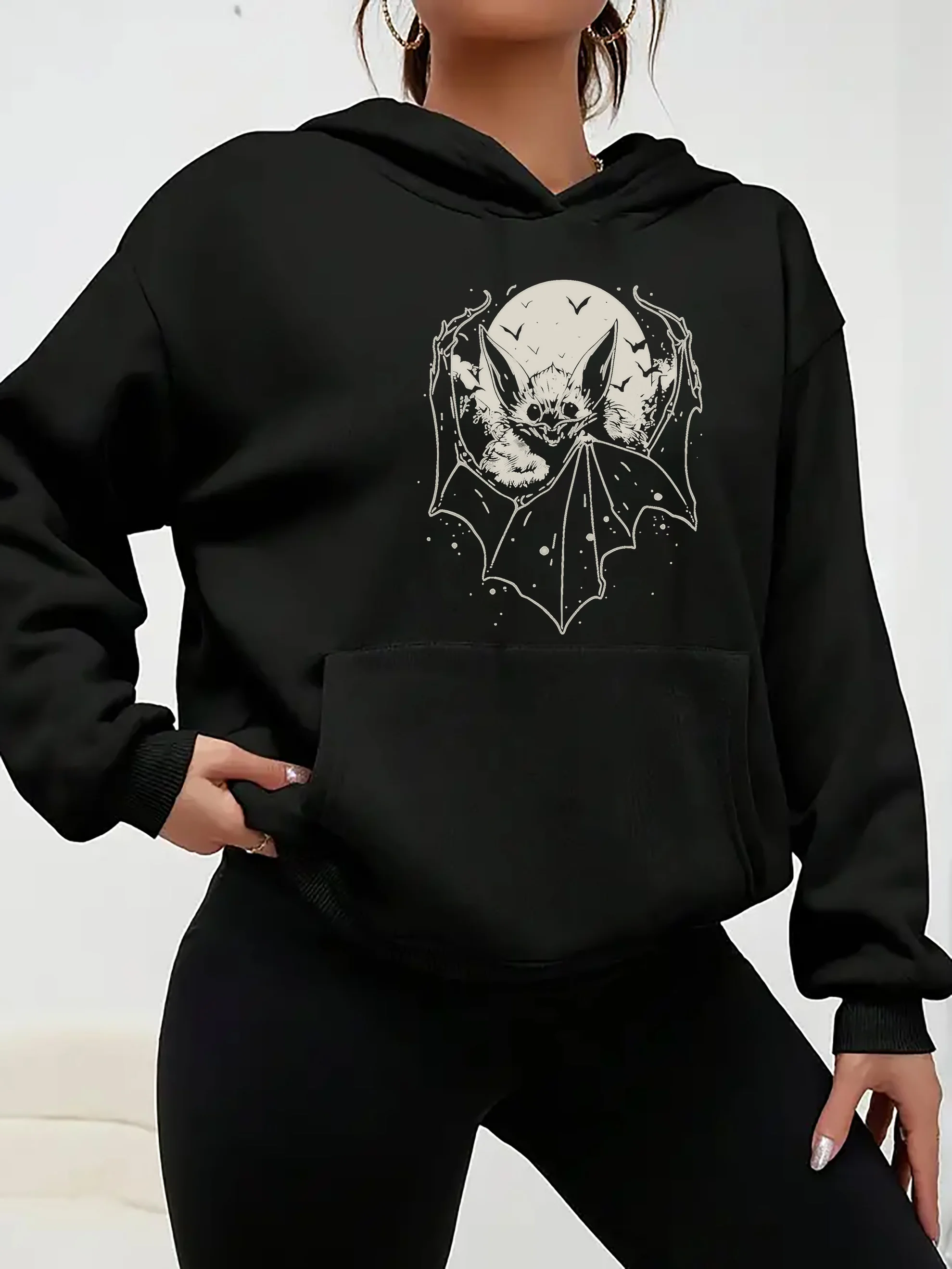 

Bat Graphic Printing Autumn and Winter Cotton Men's and Women's Hoodies Casual Outdoor Street Sports Training Brand Trend