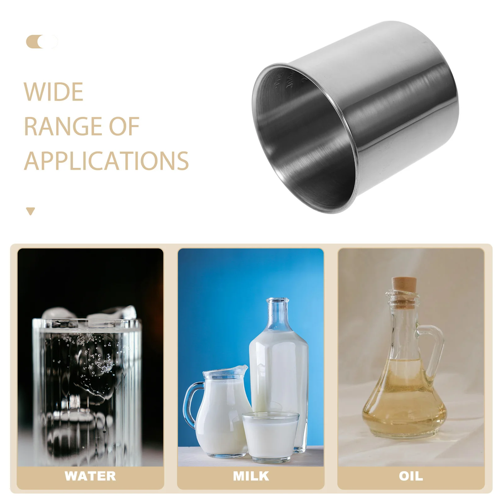 350Ml Stainless Steel Measuring Cup No Handle Easy To Clean Precise Measurement For Baking Cooking Rice Liquids Dry Ingredients