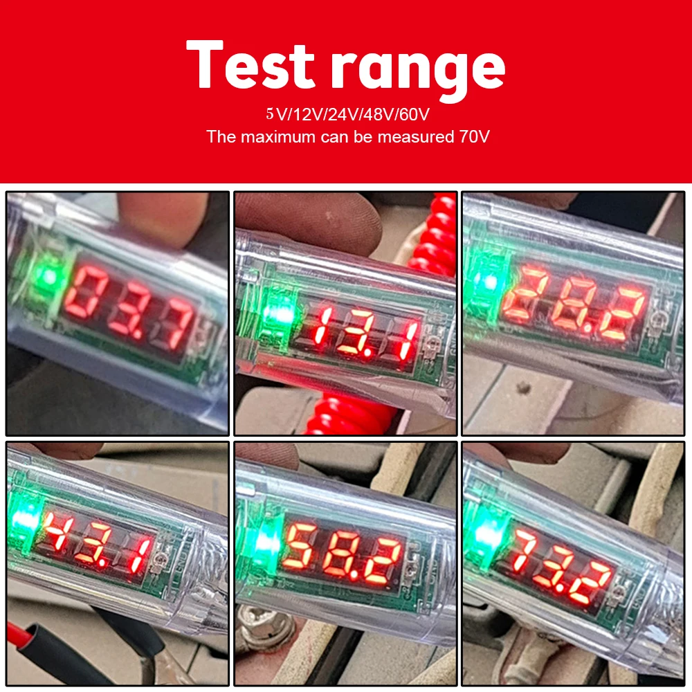 Tester napięcia DC5V ~ 90V Tester napięcia pióro wkrętak igłowy kabel do przekłuwania skóry Napięcia Napięcia LED cyfrowy wyświetlacz