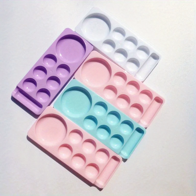 4pcs Nail Art Mixing Palette, Acrylic Nail Polish Holder, Manicure Tool with Color Mixing Wells, Gel Display Stand for Salon