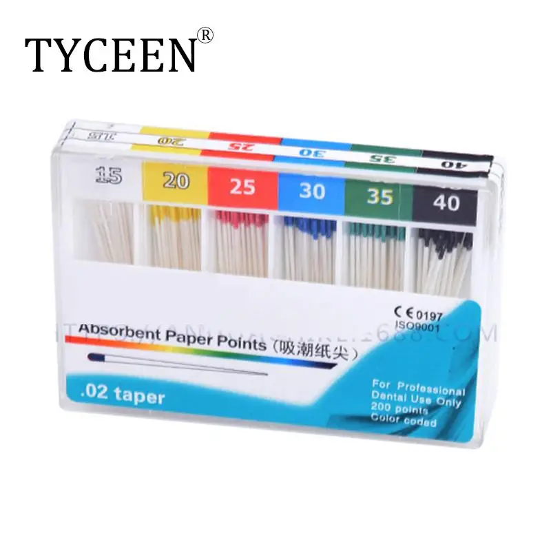 

10 boxes/2000pcs Dental Material Absorbent Paper Points Dentist Product 0.02 Taper Root Cancel Endodontics Cotton Fiber Tips