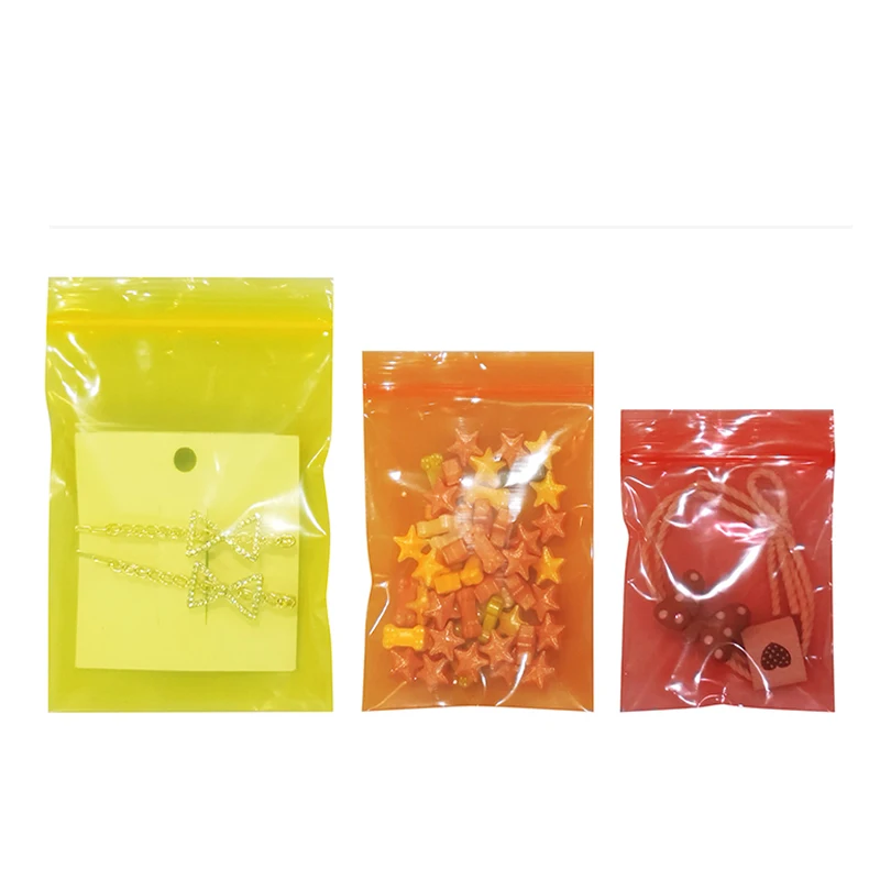 200Pcs Resealable Plastic Colours Zip Lock Bags Clear Food Biscuit Candy Jewelry Gifts Photo Battey PE Storage Packaging Pouches