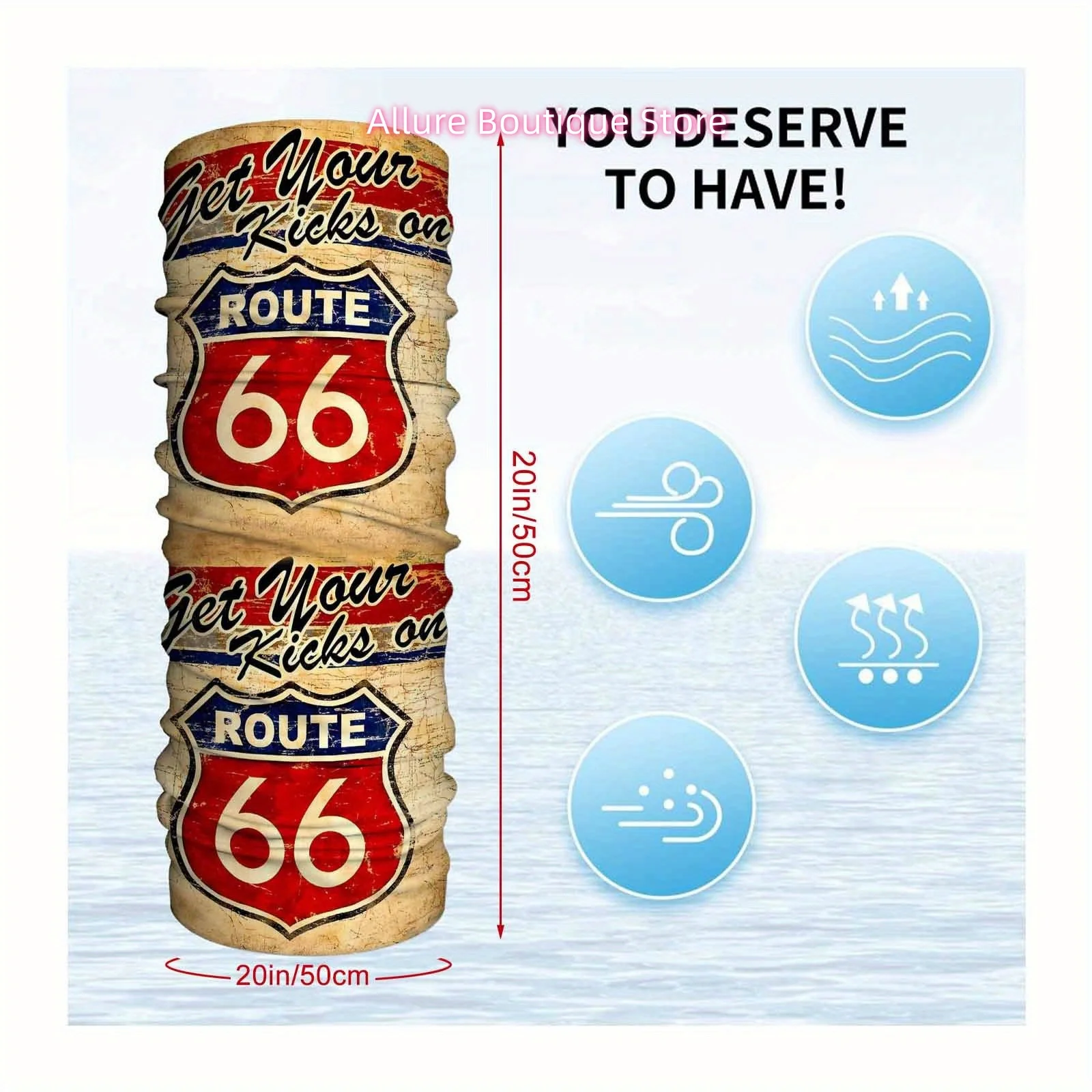 Route 66, Kicks Print Scarf, Multi Functional Mask and Neck Mask, Suitable for Outdoor and Unisex Headscarves, Family Gatherings
