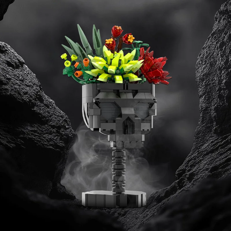 

Creative Hand-assembled Model Toy Desktop Ornament S0083 Skeleton Head Decoration Building Blocks Holiday Gift