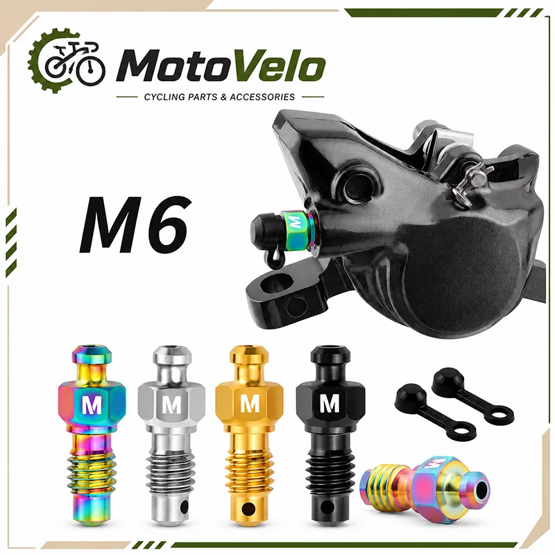M6 Bicycle Hydraulic Disc Brake Bleed Port Screw with Dust Cap 21mm Lightweight Caliper Oil Bleed Bolt 4 Colors