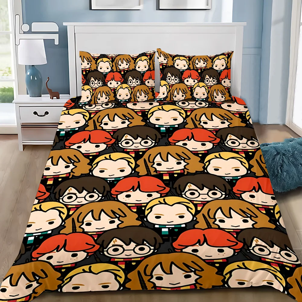 Cartoon P-Potters Harries Duvet Cover Pillowcase Bedding Set Adult Boy Girl Bedroom Decoration Children Gift Single Double Size