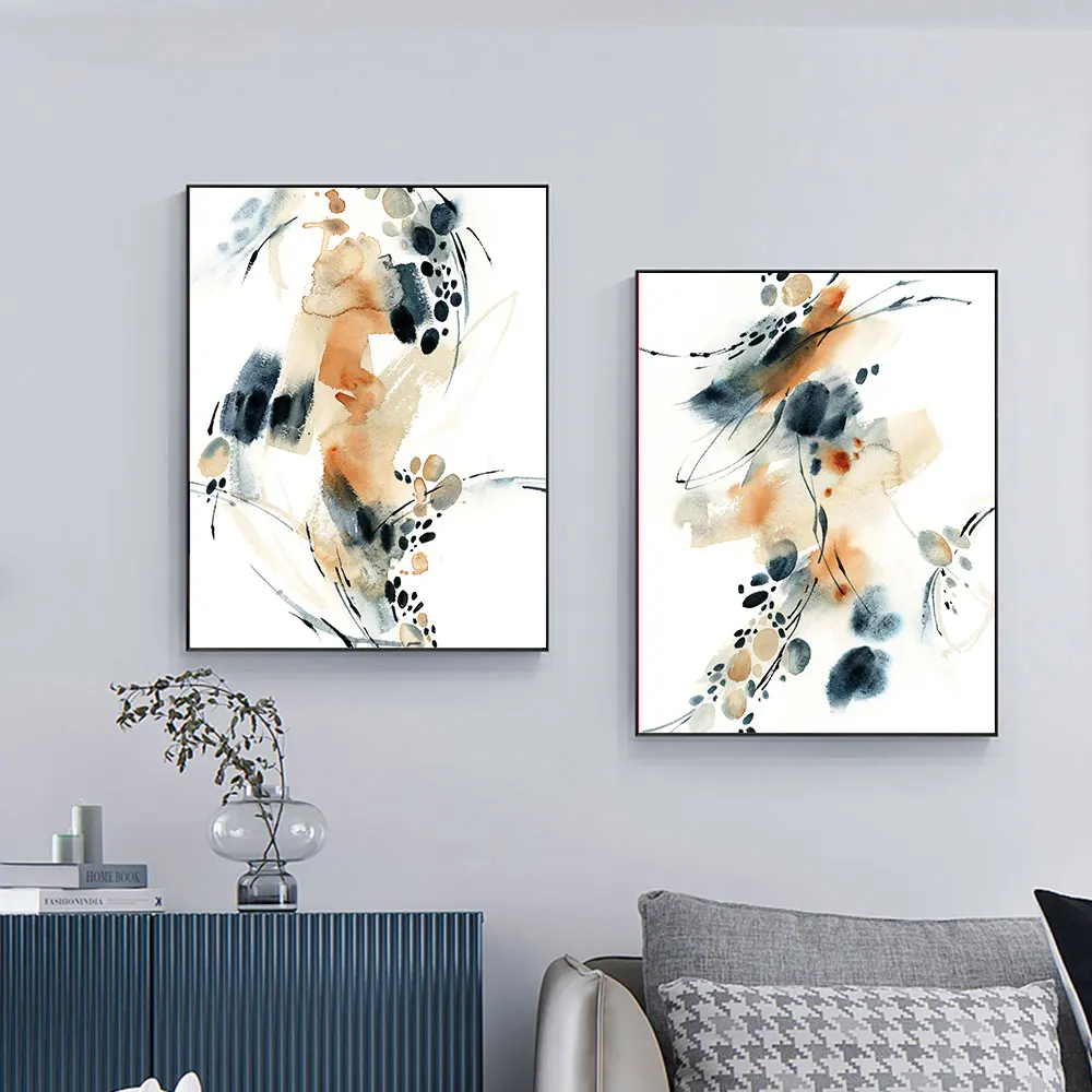 

Watercolor Botanical Poster Abstract Canvas Painting Render Smudge Art Print Nordic Gallery Wall Pictures Living Room Home Decor