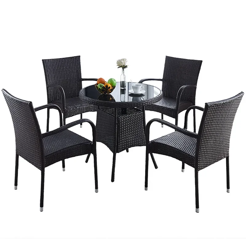 Fashion design aluminum frame outdoor furniture coffee table and chair patio dining set outdoor furniture wicker dining chair