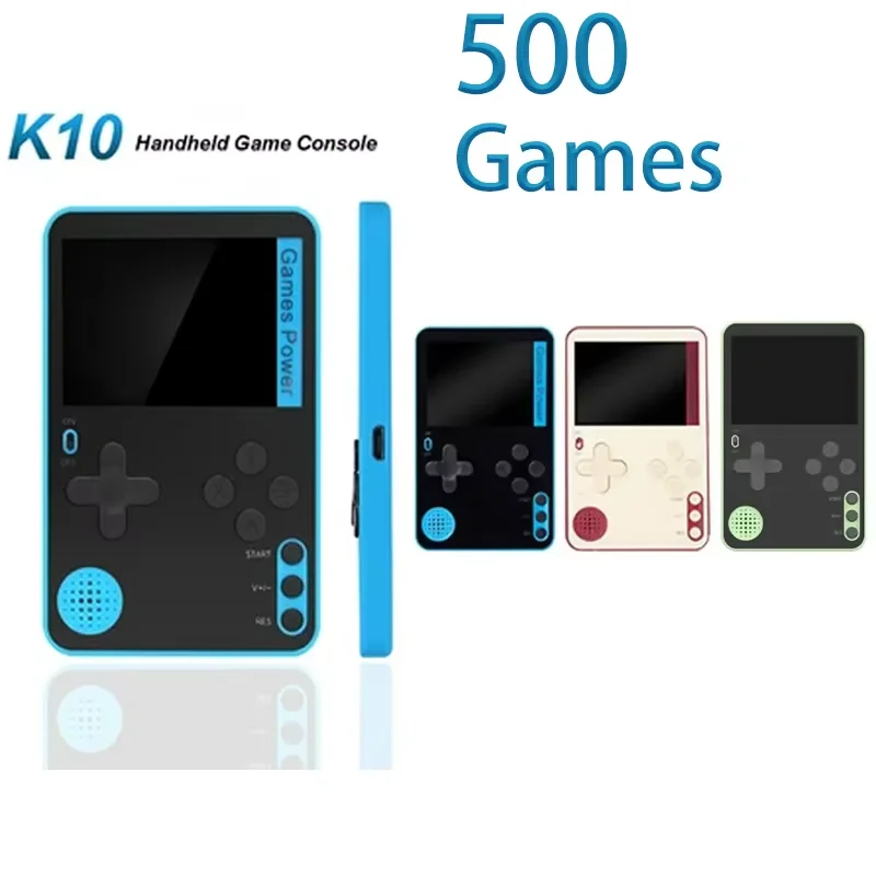 

K10 Ultra-thin Video Console 2.4inch 500 Classic Retro games Children Adult birthday gift Mini Pocket Handheld Game Player