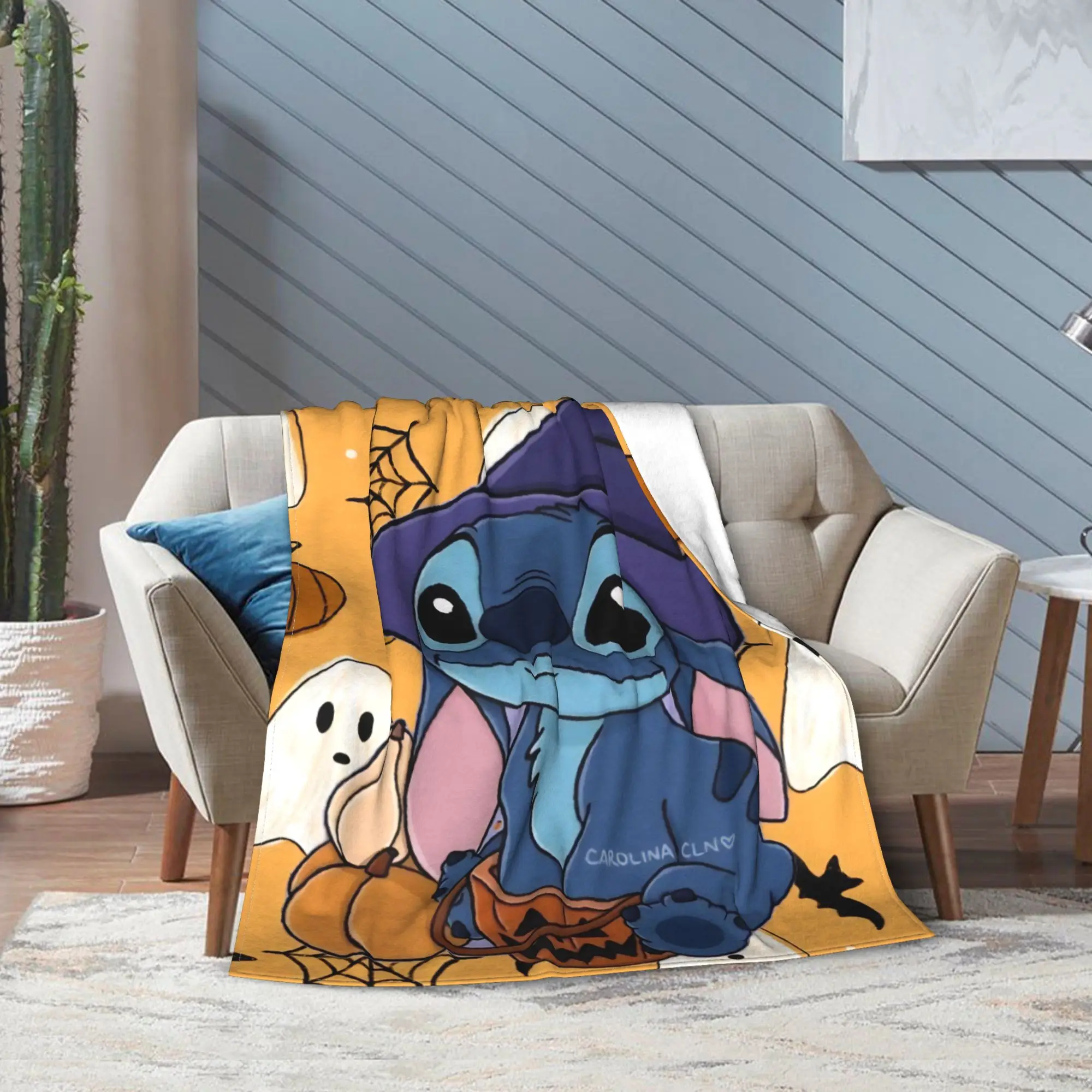 

Super Soft S-Stitchs Halloween Throw Blanket Premium Fleece Flannel Lightweight Bed Blanket Cozy Warm Bedspread All Season Use