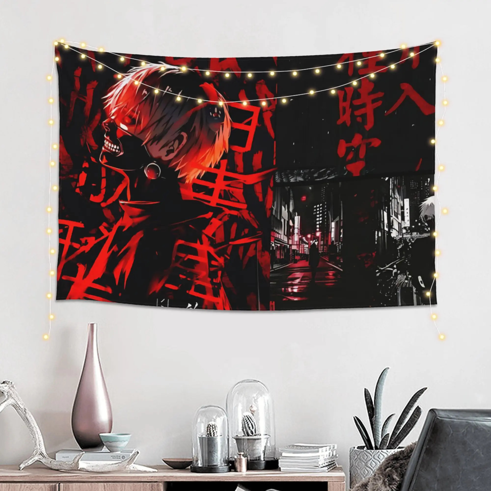 Customized Halloween Tokyo Ghoul Kaneki Cutecore Tapestry  Wall Hanging Blanket Tapestry Home Decor Items Wall Decorations