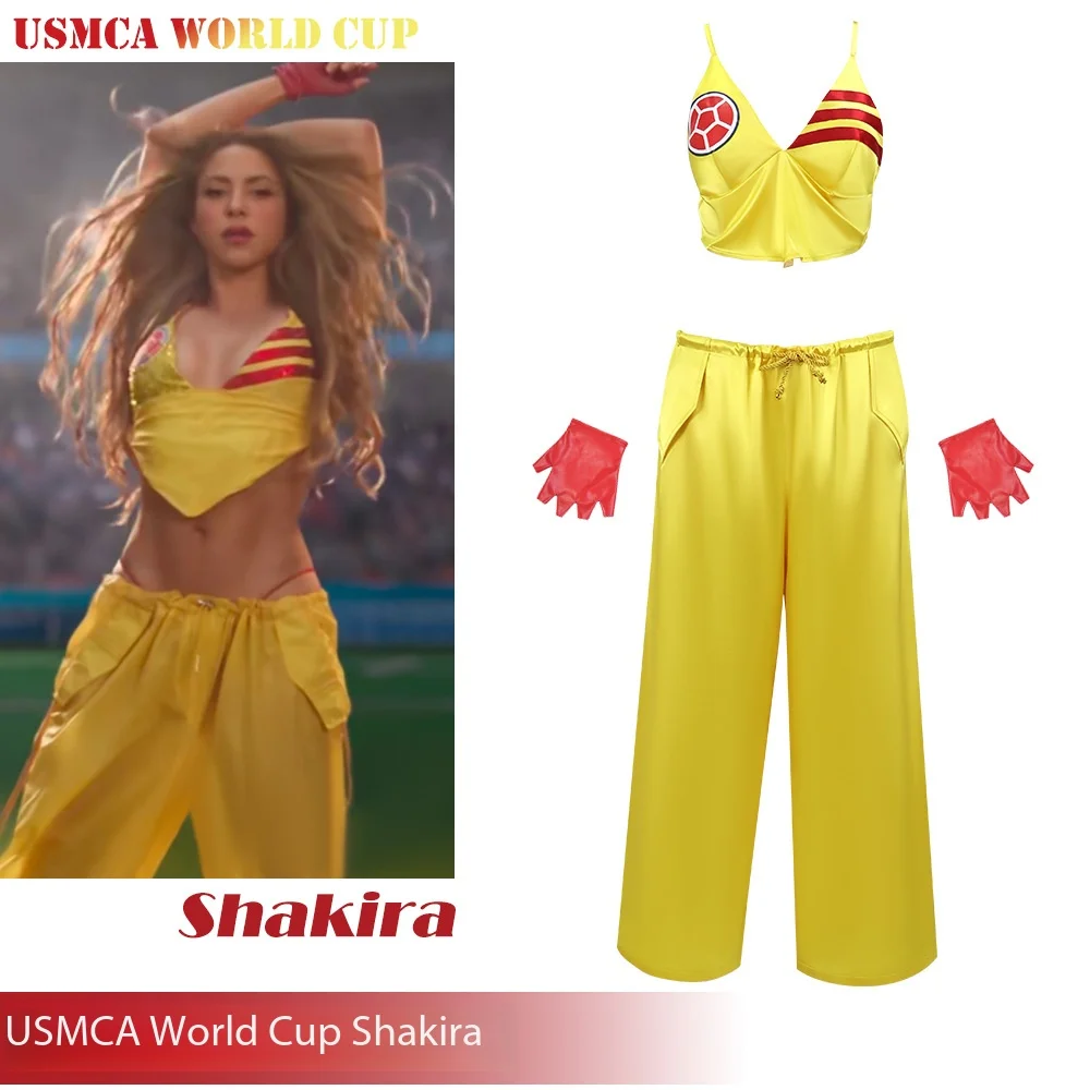 Costume de cosplay Shakira, costume de cheerleading, costumes de performance, uniforme complet, ensemble pour femme adulte, tenu view 3