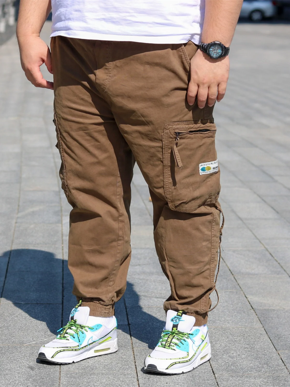 

Рабочие брюки TRCE из чистого хлопка в стиле ретро, осенне-зимние свободные брюки с несколькими карманами и завязками, повседневные брюки с манжетами, универсальные мужские модные брюки