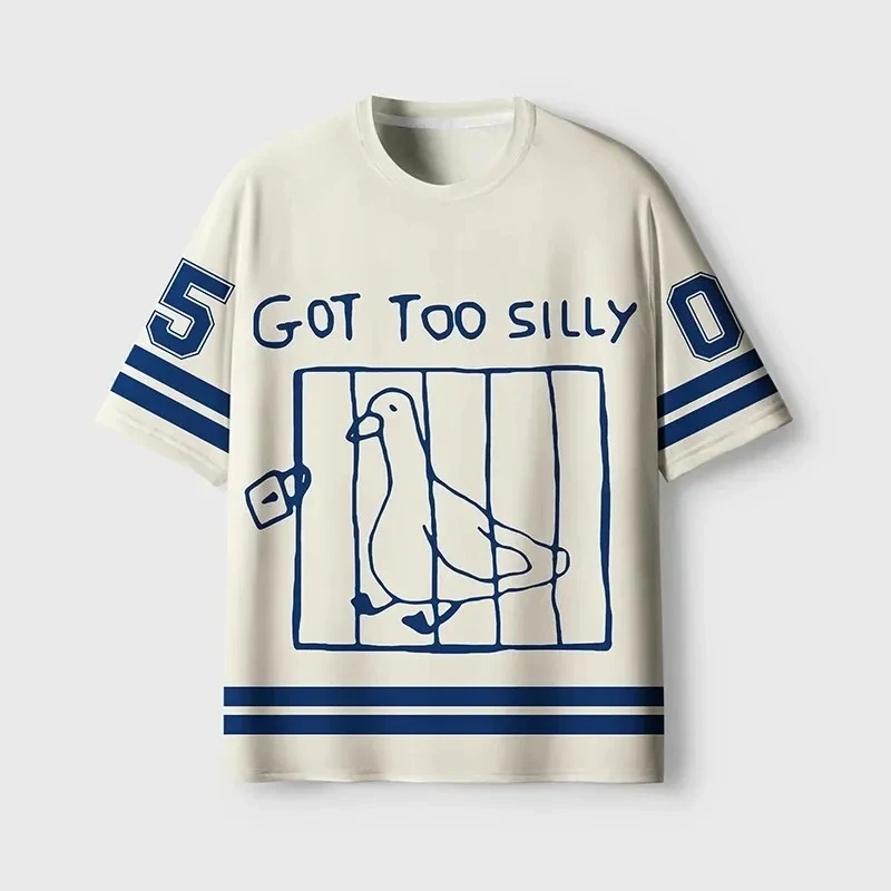 2026  Round-necked Fun Duck 3D Print Quick-dry Breathable Sports Men Women Loose Tshirt Fashionable Street Y2K Parental Clothing