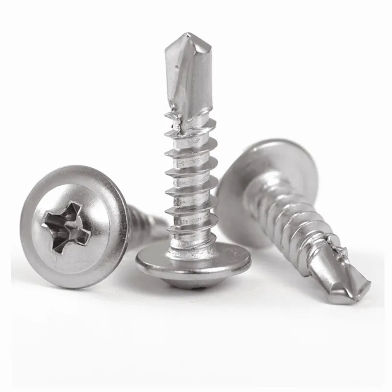 50pcs M4.2 M4.8 410 Stainless Steel Large Flat Head Self Tapping Screws Drilling Tail Screw