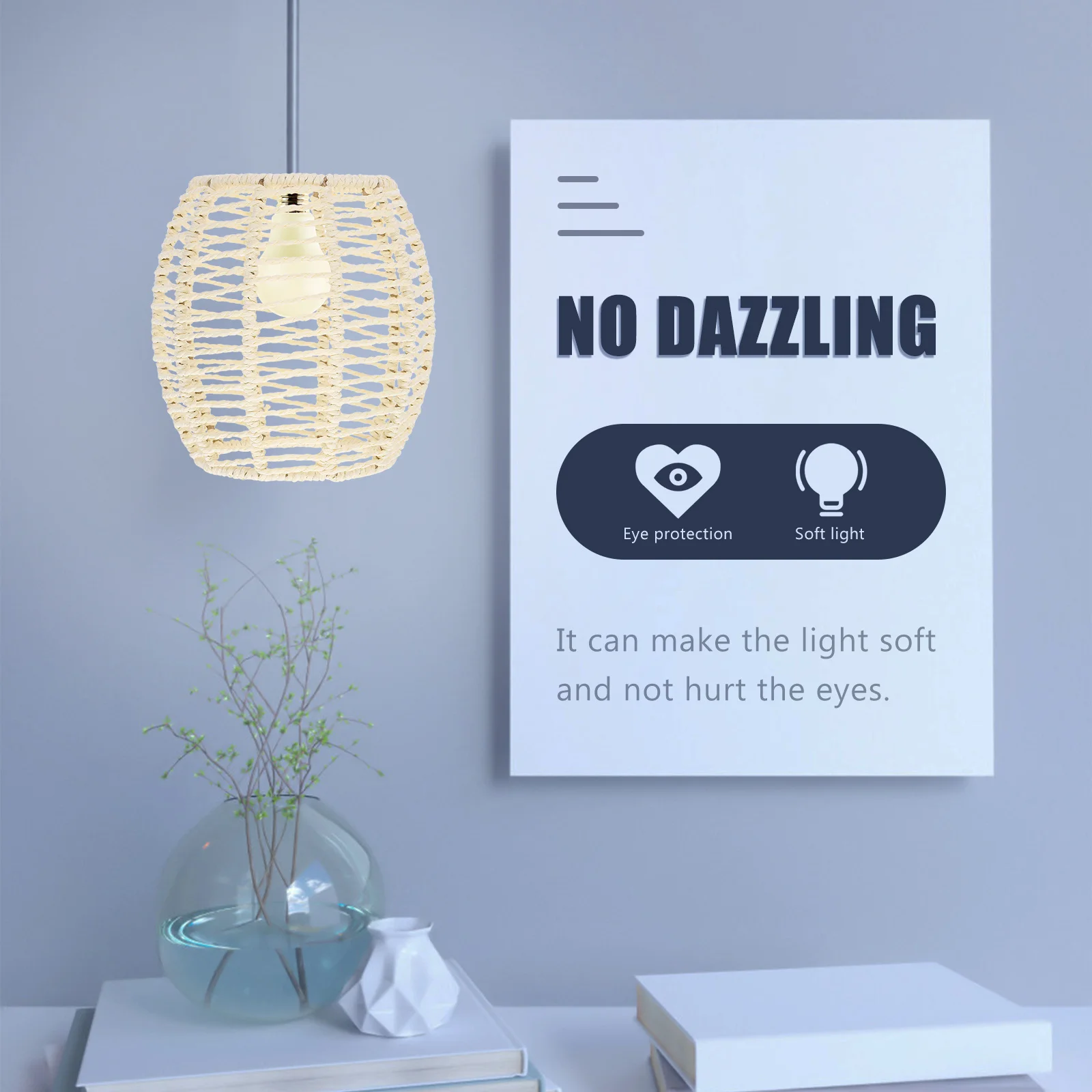 

Handwoven Bohemian Pendant Lamp Shade Rustic Woven Lampshade for Cafe Restaurant Home Lampshade Woven Light Cover