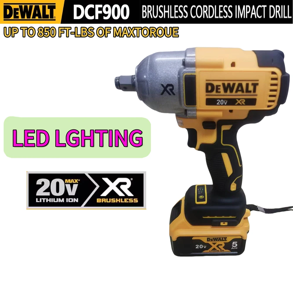 

100% DEWALT DCF9001/2-дюймовый бесщеточный беспроводной ударный гайковерт с высоким крутящим моментом и сверхдлинное зарядное устройство для электроинструмента DEWAL 20 В