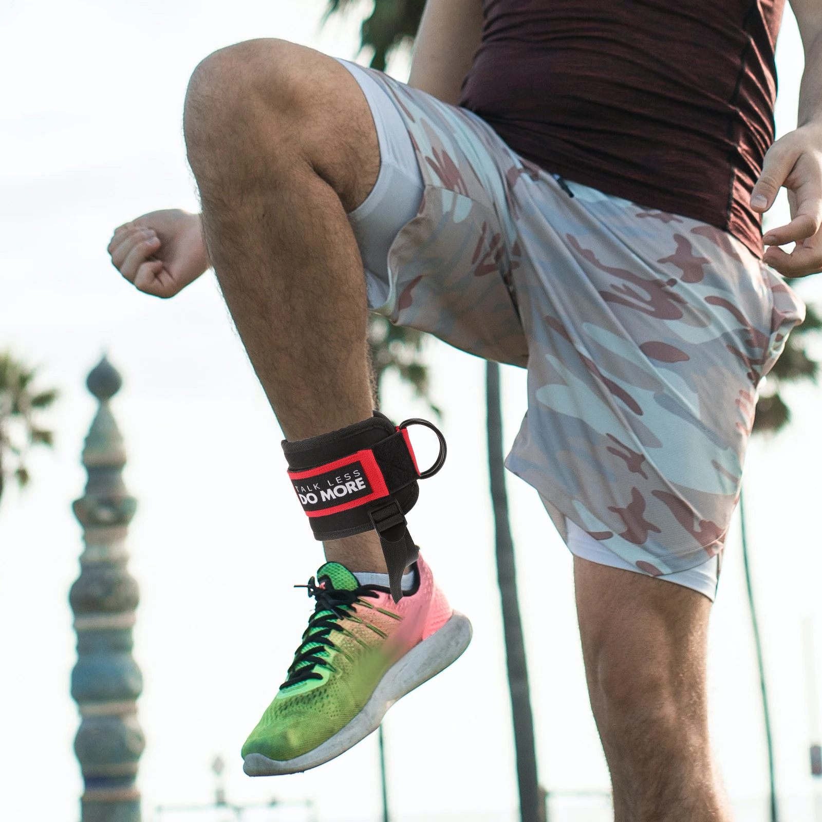 

Red Ankle Strap Cuffs Adjustable D Ring Fitness Leg Training Supplies Wear Resistant Home Gym Leg Force Exercise Tools