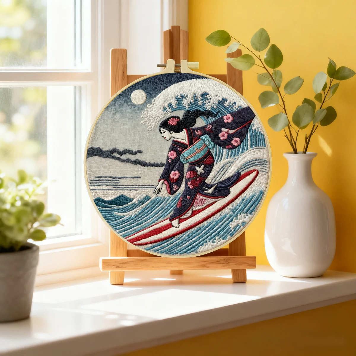 1 Stück 20X20CM/15X15CM 7,87/6,3 Zoll Surf-Stickerei-Starter-Kit DIY-Kit DIY-Stickerei-Set für Anfänger – Detail 4