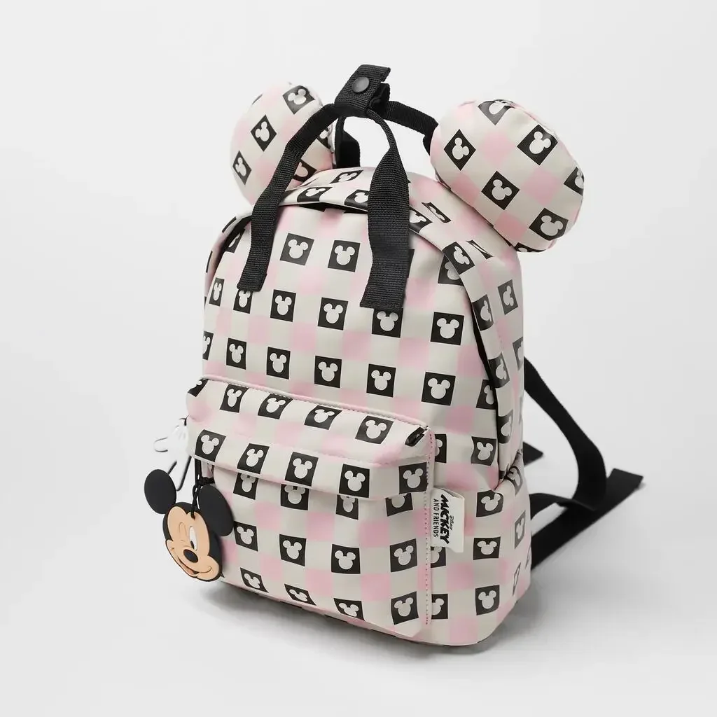 Disney Mickey Mouse Print Mochilas para meninas, bolsas kawaii para mulheres, armazenamento de viagem lantejoulas, mochilas elegantes, mini mochila fofa