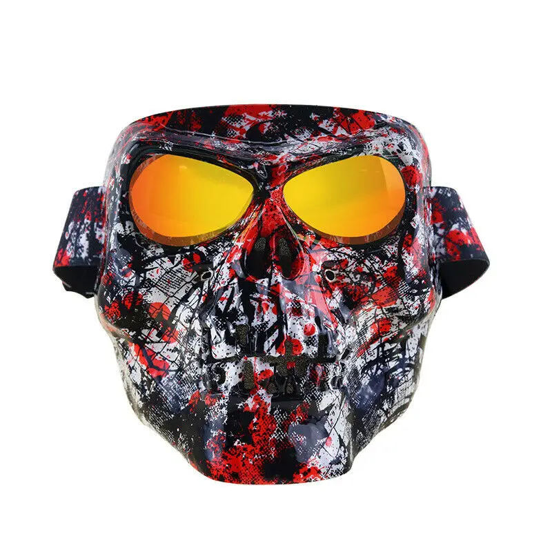 Motorbike Goggles Skull Face Mask Shield ATV Racing Dirt Bike Halloween Eyewear Unisex Motorcycle Helmet Cycling Headgear