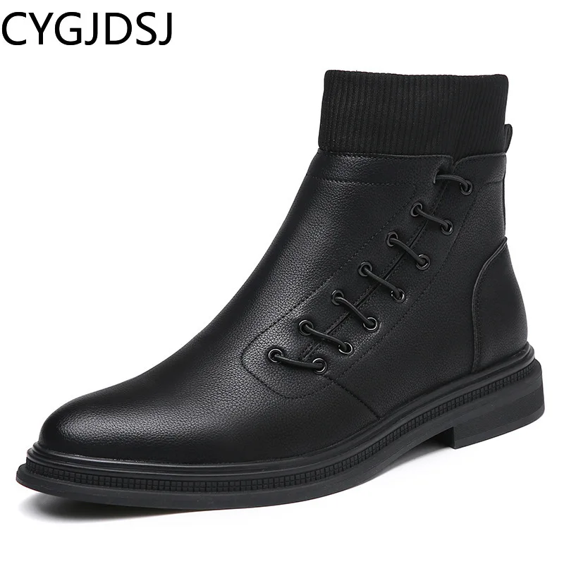 

Winter Shoes for Men Snow Boots Ankle Boots for Men Chunky Boots Stivali Business Suit Leather Casual Shoes валенки мужские зимн